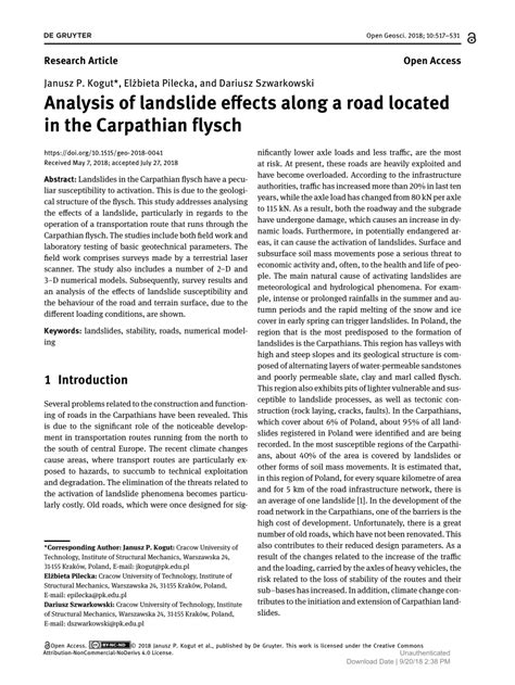 (PDF) Analysis of landslide effects along a road located in the ...