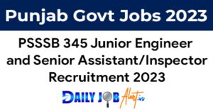 Psssb Je Senior Assistant Cum Inspector Recruitment