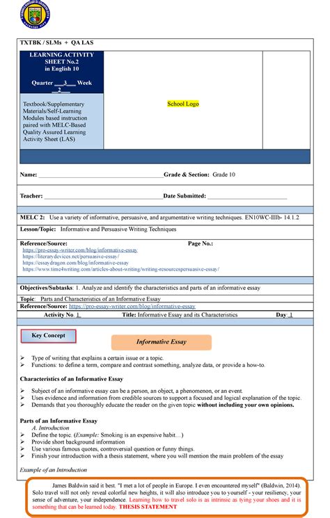 Q3 Las 2 Learning Materials Txtbk Slms Qa Las Learning Activity