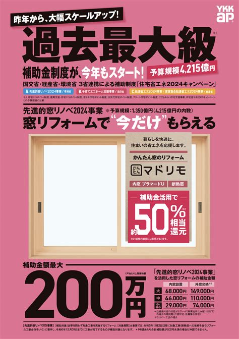 Ykk Ap キャンペーン かんたん窓のリフォーム マドリモ 補助金活用で50off 株式会社 ツヅミ