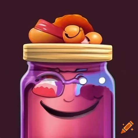 Cartoony Selfie Of A Person With A Jam Jar For A Head