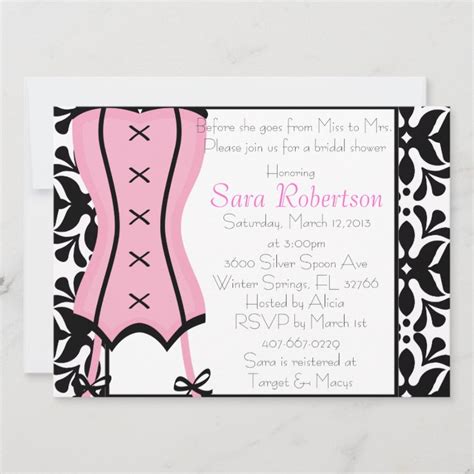 Pink Lingerie Bridal Shower Inivitation Invitation Zazzle