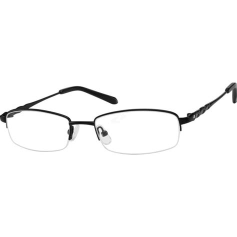 A Metal Alloy Half Rim Frame With Design On Temples Zenni Optical Black Rectangle Temples