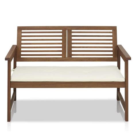 42. 7 in. Wood Outdoor Bench with White Seat Cushion D01LYU9JJF - The Home Depot