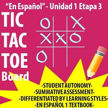 Spanish En Espanol U E Differentiated Tic Tac Toe Board