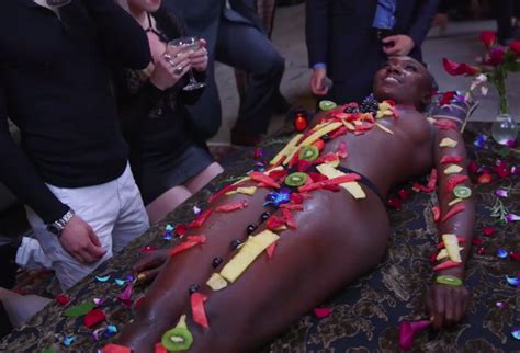 Woman Working As A Naked Human Food Tray At New York Hipster Restaurant Gets Aroused When