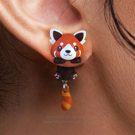 Red Panda Earrings Clinging Ears Inspired In Cute Animals