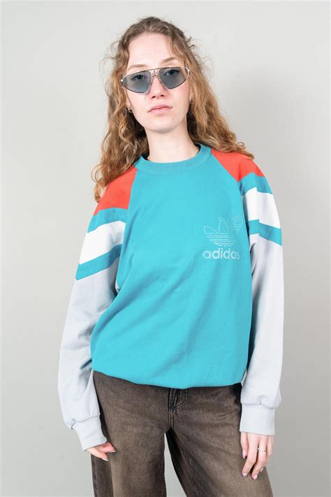 Vintage Adidas Sweatshirt Size M L Blue Crewneck Sweater Pullover