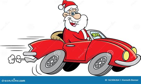 Cartoon Santa Claus Driving A Sports Car Stock Vector Illustration