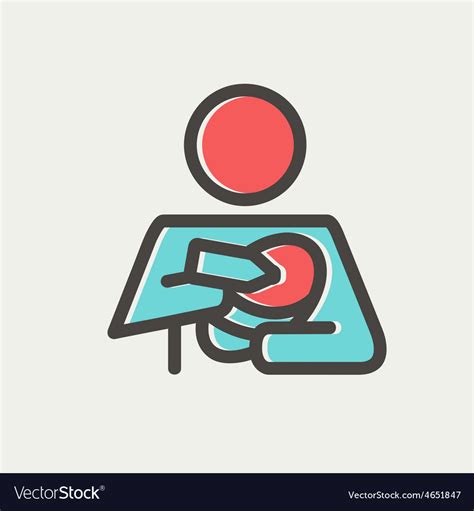 Mother And Baby Breastfeeding Thin Line Icon Vector Image