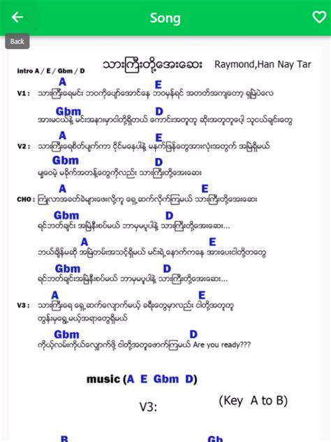 Myanmar Songs Guitar Chords