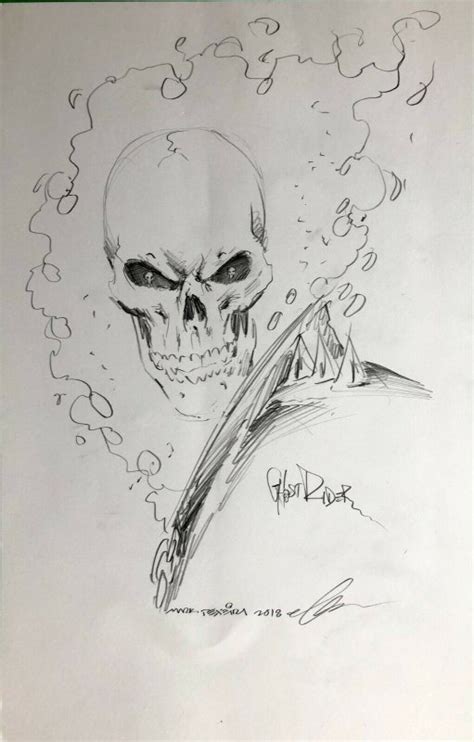 Ghost Rider Sketch By Mark Texeira Animekon Expo Barbados Marvel