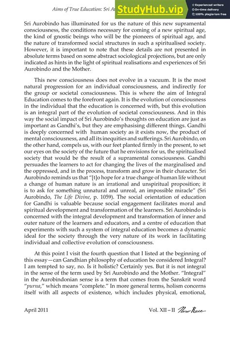 Aims Of True Education Sri Aurobindo And Mahatma Gandhi | PDF