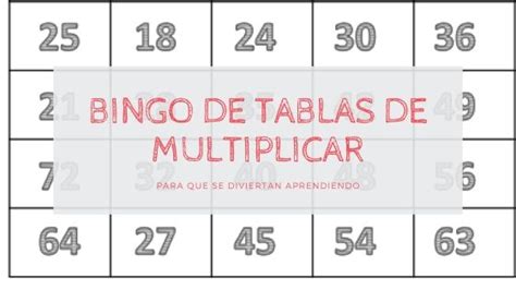 Bingo De Tablas De Multiplicar Para Imprimir Pdf Ejercicios De Las