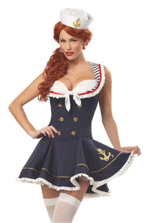 Beauty Navy Sailor Girl Costume Nautical Pin Up Sailor Uniforms Women