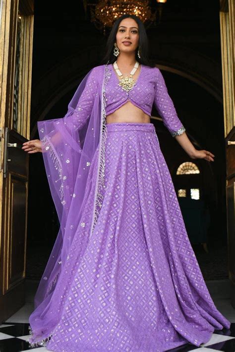 Lilac Color Lehenga Choli For Women Indin Wedding Party Wear Ready To