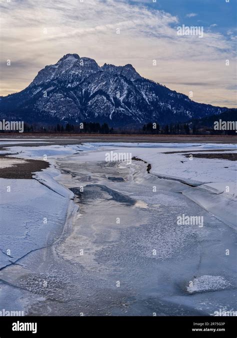 Winter at the bottom of the Forggensee, Füssen Stock Photo - Alamy