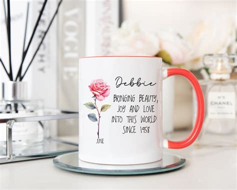 Personalized Birth Flower Mug Custom Name And Birth Month Year Floral