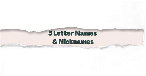 5 Letter Names and Nicknames - More than 3,000 ideas | OinkNames