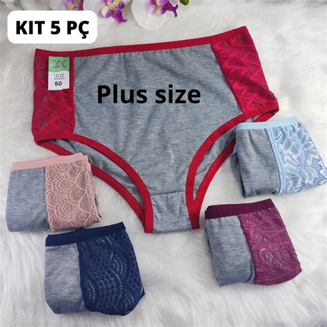 kit calcinha PLUS SIZE calçola senhora cintura alta hot pants conforto NANDA Shopee Brasil