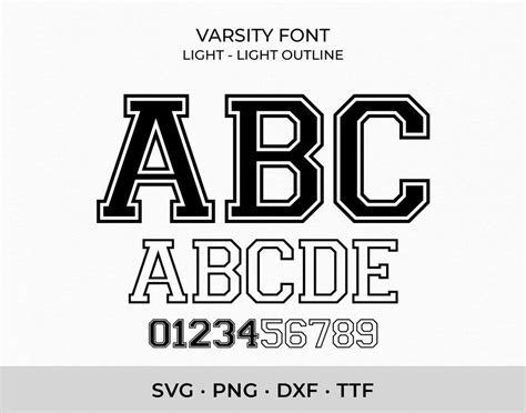 Varsity Font Svg Ttf Light College Font Svg Sports Font Svg School