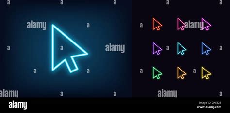 Outline Neon Mouse Cursor Icon Glowing Neon Computer Arrow Sign To