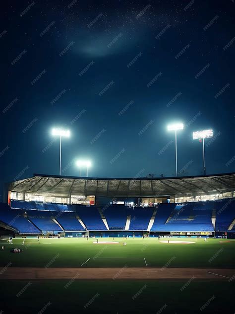 Premium AI Image | Cricket stadium at night Background