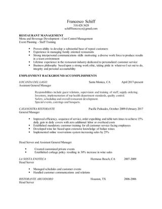 Francesco Schiff Resume Pdf