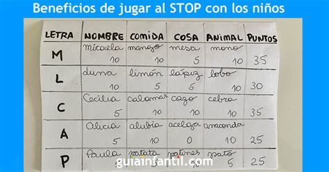 El juego del stop para que los niños aprendan a leer y escribir