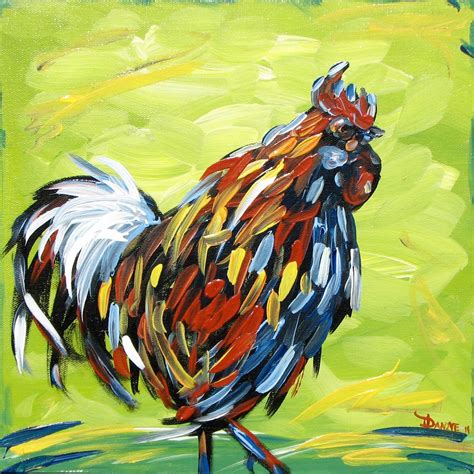 Rooster original acrylic painting on canvas by DanlyesPaintings