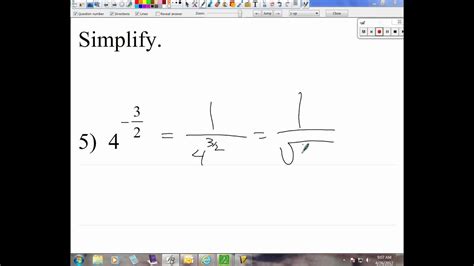 Alg 2 Evaluating Rational Exponents Youtube