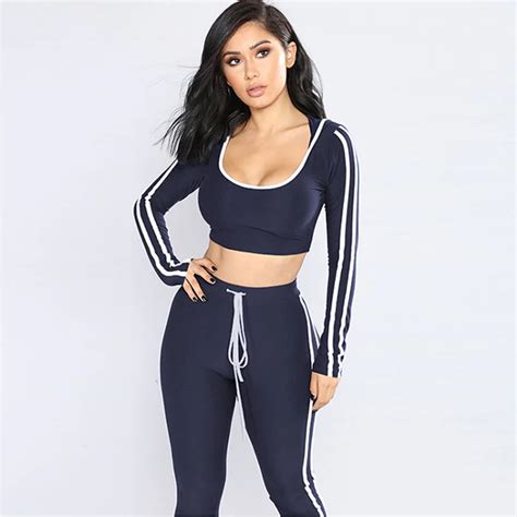 Aliexpress Buy Two Piece Set Women Tracksuit Striped Yoga Set