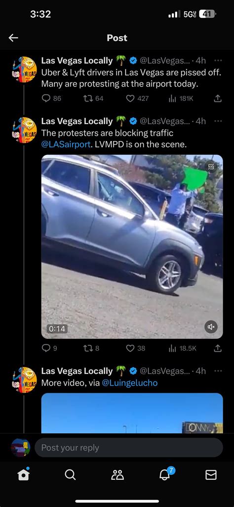 Vegas Uber and Lyft drivers protesting today at the airport staging