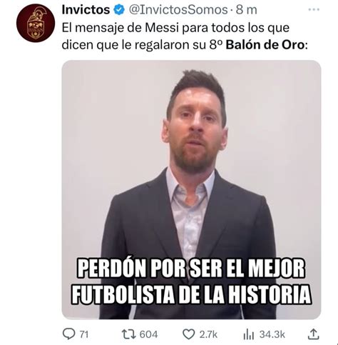 Balón De Oro 2023 Los Mejores Memes Del Octavo Premio De Lionel Messi