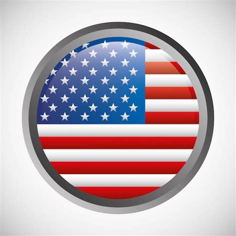 Bandera De Estados Unidos Emblema Redondo Vector Premium