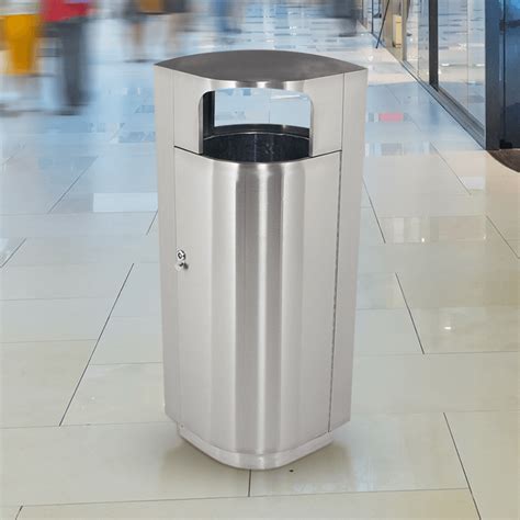 Leafview Lockable 20-Gallon Stainless Steel Trash Can