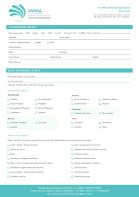 Fillable Online New Membership Application Awma Fax Email Print