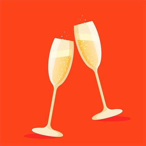 Premium Vector Two Glasses Of Champagne Vector