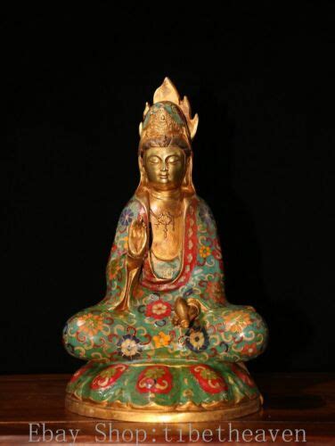 Old Chinese Copper Cloisonne Feng Shui Kwan Yin Guan Yin Goddess