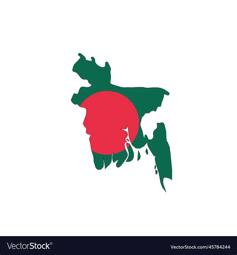 Bangladesh national flag in a shape of country map