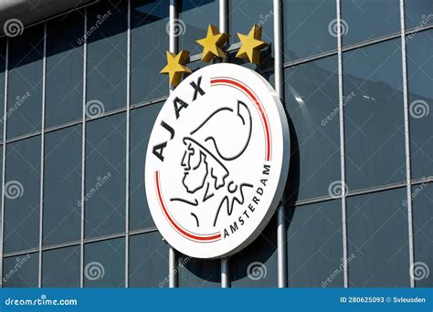 Ajax Logo Sign at the Fan Shop at the Johan Cruijff Arena Amsterdam the Soccer Stadium of Ajax ...