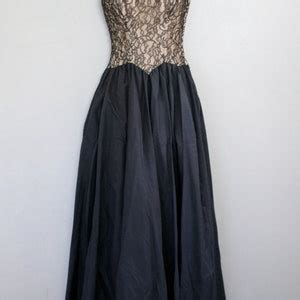 S Black Lace And Taffeta Formal Nude Illusion Meta Zipper Steampunk Etsy