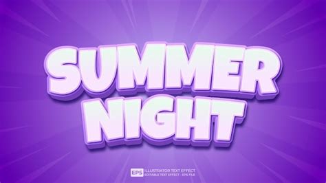 Premium Vector Vector D Text Summer Night Editable Text Effect Font