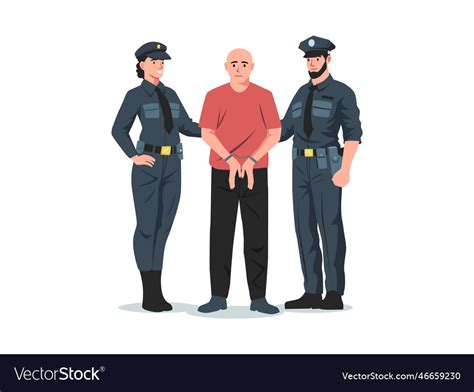 Police Arrest Policeman And Policewoman Arresting Vector Image