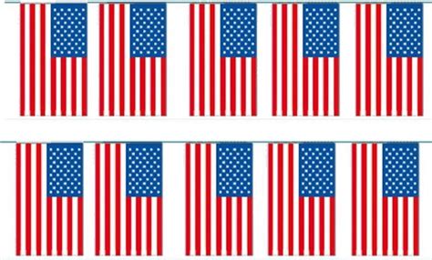 2x Papieren Slinger Amerika 4 Meter Amerikaanse Vlag USA Supporter