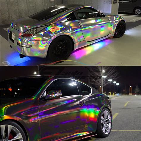 Ezautowrap Holographic Dark Rainbow Neo Chrome Car Vinyl Wrap Vehicle