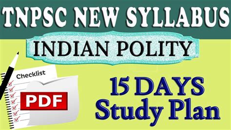 இநதய அரசயலமபப INDIAN POLITY Study Plan TNPSC New Syllabus