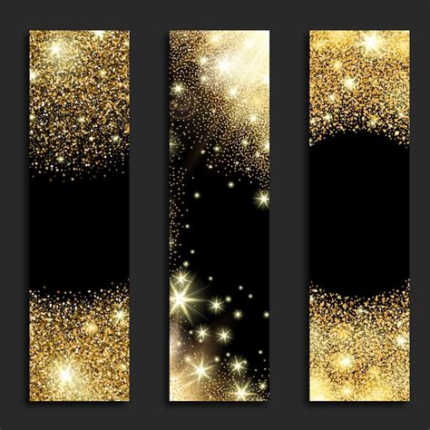 Gouden Glitter Verticale Banners Gratis Vector