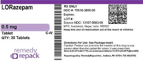 Lorazepam Tablets Usp Civ Rx Only