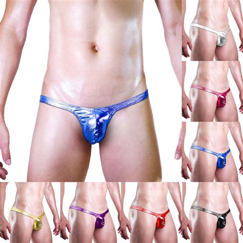 String De Bikini Pour Homme Slip En Cuir Pu Brillant Tongs De Sc Ne Sous R Eur Picclick Fr